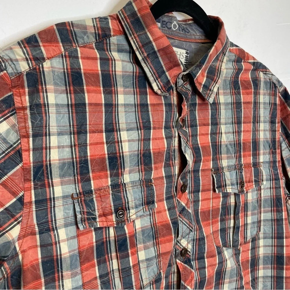 Ecoths men’s orange plaid button up shirt short sleeve - Picture 4 of 8